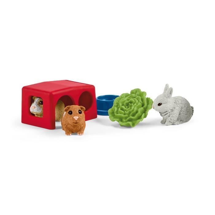 Maison pour lapin et cochons d’inde coffret figurine et accessoires Cadeau pour Garçons et Filles - Jouet 3 Ans