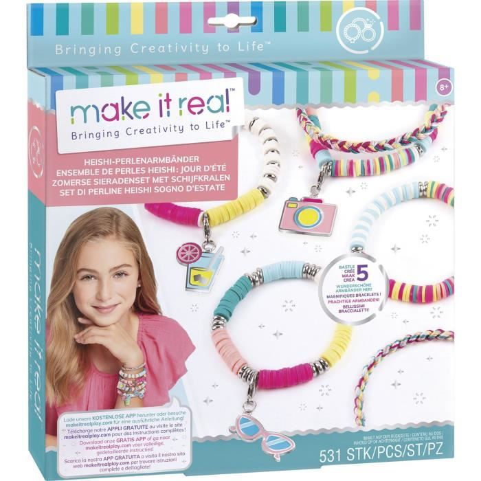 Make It Real - Bijoux Heishi Jours d’Été - Fabrication de bijoux enfants - Des 8 ans - Lansay