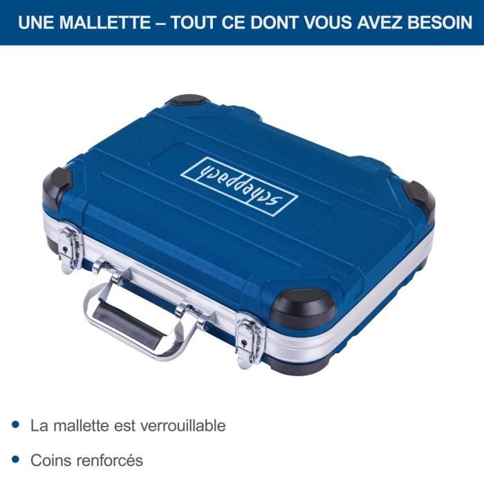 Malette à outils bleue avec 135 pièces en acier chrome vanadium et poignées métalliques