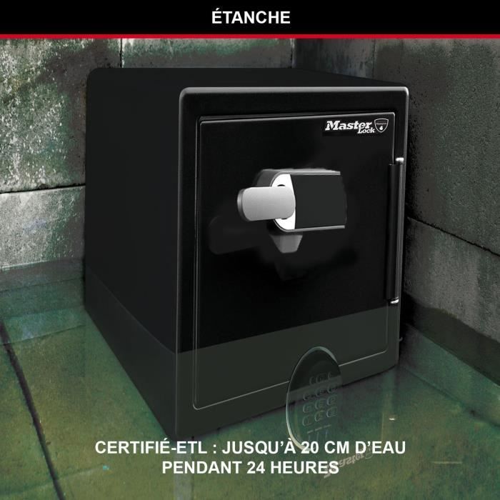 MASTER LOCK Coffre-fort ignifugé et résistant a l’eau (code tactile + alarme) 56,5 L