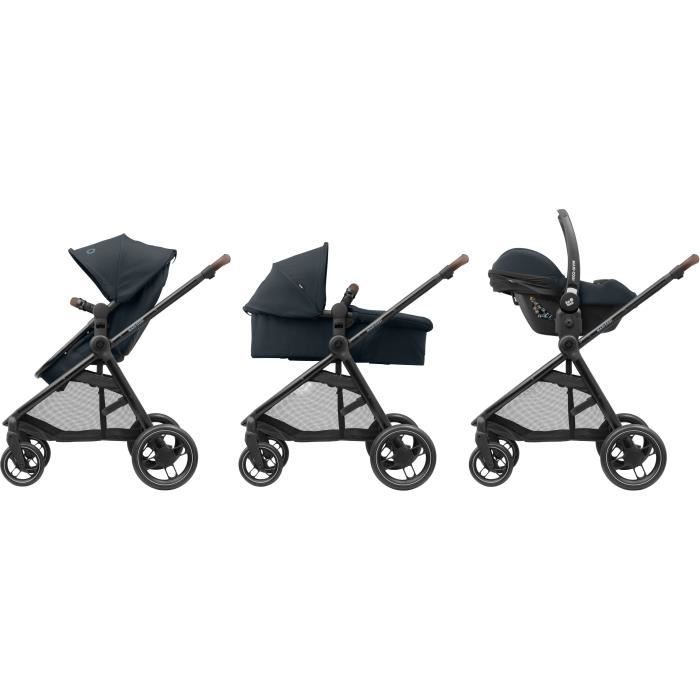 MAXI-COSI Poussette 2 en 1 Zelia 3 nacelle intégrée 4 roues Essential Graphite