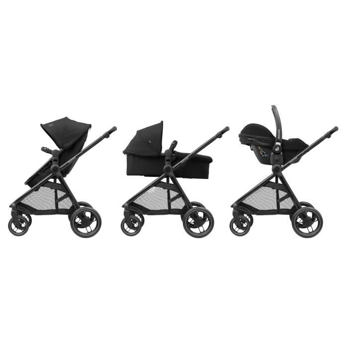 MAXI-COSI Poussette 2 en 1 Zelia 3 nacelle intégrée 4 roues Essential Black