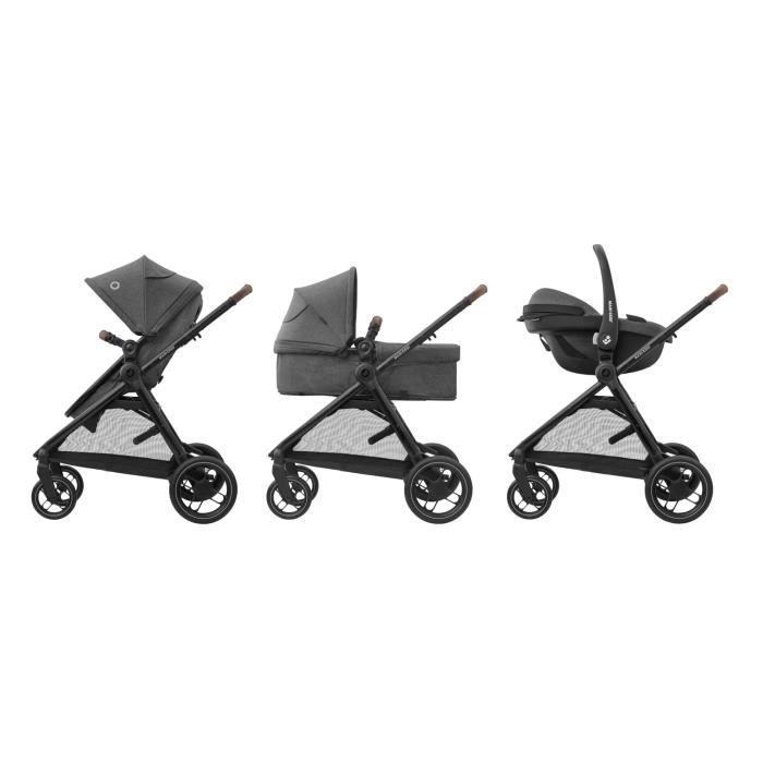 MAXI-COSI Poussette 3 en 1 ZeliaS iSize-Nacelle + Siege auto Cabriofix S iSize + Sac a langer + habillage pluie.De