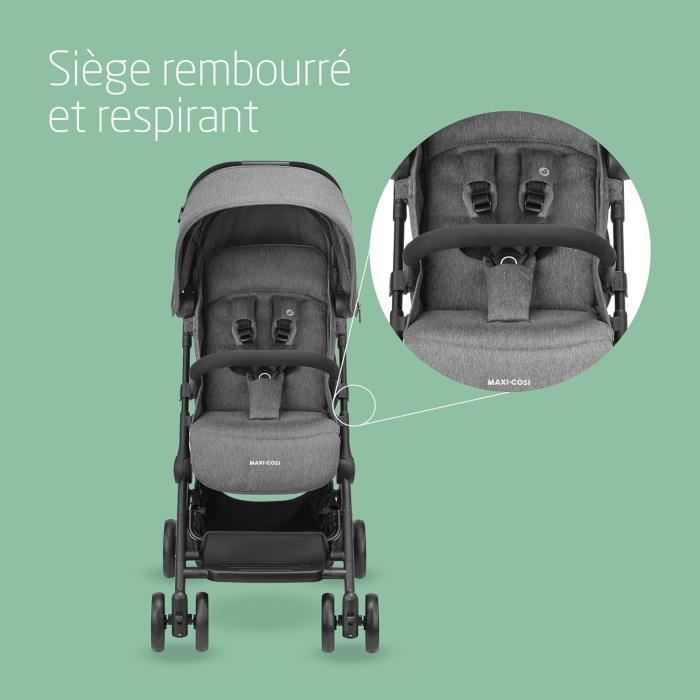 MAXI-COSI Poussette canne ultra compacte Lara 2 de la naissance a 4 ans jusqu’a 22kg pliage facile Select Grey