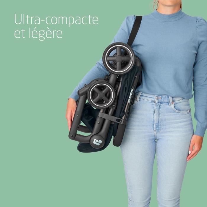 MAXI-COSI Poussette canne ultra compacte Lara 2 de la naissance a 4 ans jusqu’a 22 kg pliage facile Essential Graphite