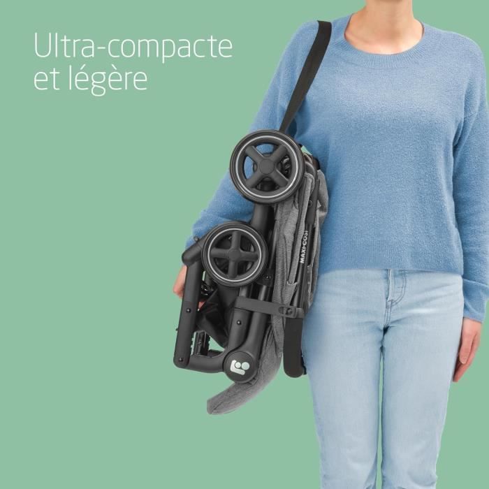 MAXI-COSI Poussette canne ultra compacte Lara 2 de la naissance a 4 ans jusqu’a 22kg pliage facile Select Grey