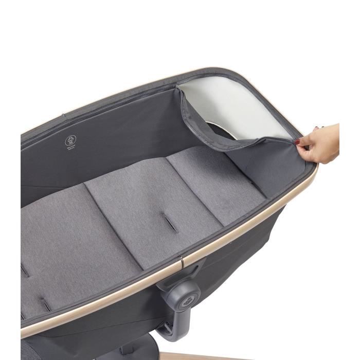 Poussette MAXI COSI Transat ALBA avec siège en tissu gris et canopy réglable