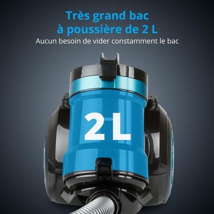 MEDION MD 19407 Aspirateur Cyclonique sans sac - Puissance 800W - Capacité bac a poussiere 2 L - Filtre HEPA