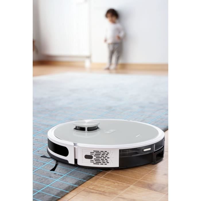 MEDION X21 SW - Robot Aspirateur Laveur avec Station de Vidange - Navigation Laser - Puissance 3000 Pa