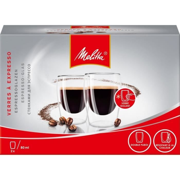 MELITTA Lot de 2 verres pour café Expresso 80 ml transparent