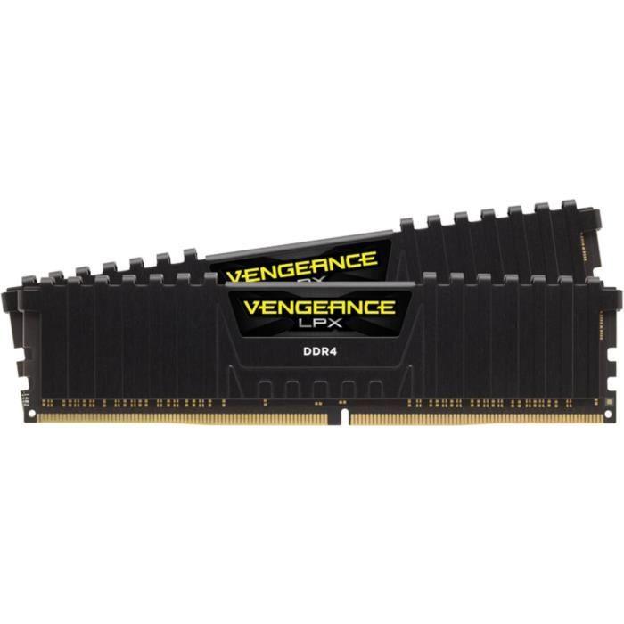 Mémoire RAM - CORSAIR - Vengeance LPX DDR4 - 16GB 2x8GB DIMM - 2666 MHz - 1.20V - Noir (CMK16GX4M2A2666C) - Paloma Tech