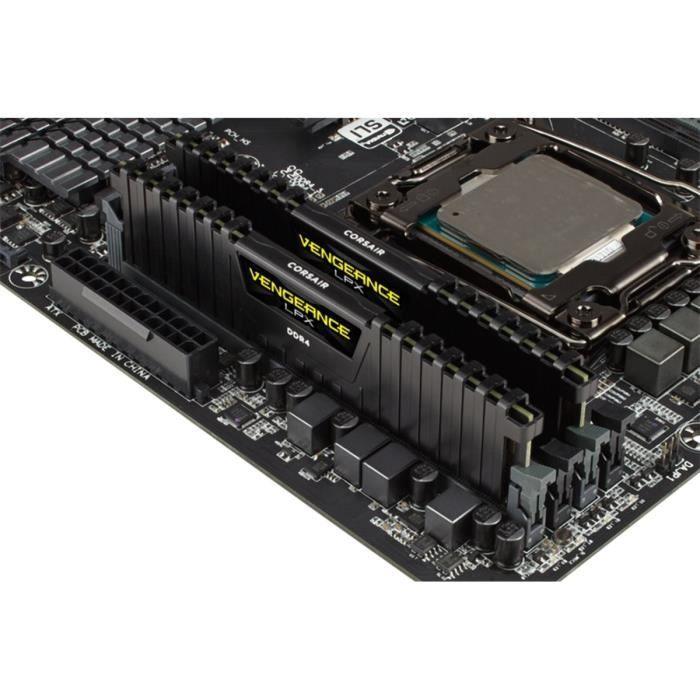 Mémoire RAM - CORSAIR - Vengeance LPX DDR4 - 16GB 2x8GB DIMM - 2666 MHz - 1.20V - Noir (CMK16GX4M2A2666C) - Paloma Tech