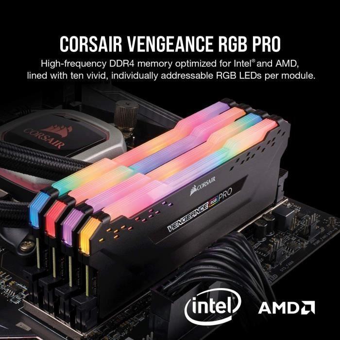 Mémoire RAM - CORSAIR - Vengeance RGB Pro DDR4 - 32GB 2x16GB DIMM - 3200 MHz - 1.35V - Noir (CMW32GX4M2E3200C) - Paloma Tech