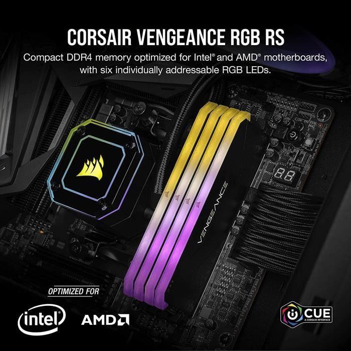 Mémoire RAM - CORSAIR - Vengeance RGB RS DDR4 - 16GB 2x8GB DIMM - 3600 MHz - 1.35V - Noir (CMG16GX4M2D3600C) - Paloma Tech