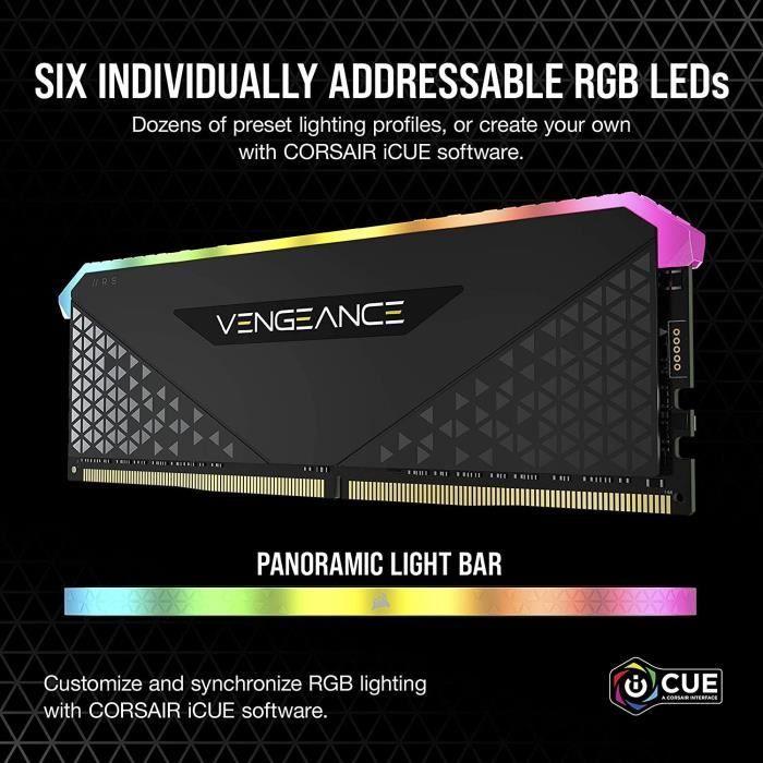 Mémoire RAM - CORSAIR - Vengeance RGB RS DDR4 - 16GB 2x8GB DIMM - 3600 MHz - 1.35V - Noir (CMG16GX4M2D3600C) - Paloma Tech