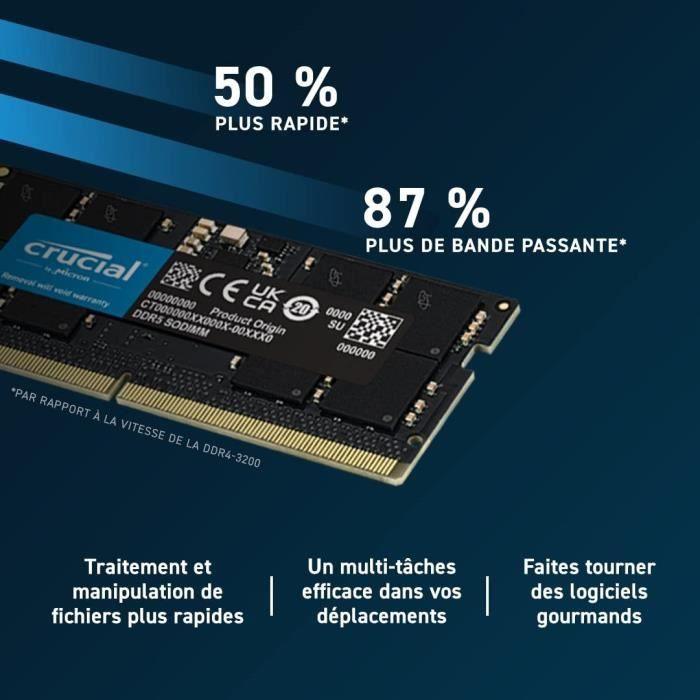 Mémoire RAM - CRUCIAL - DDR5 - 4800 SODIMM - 32 Go (CT32G48C40S5) - Paloma Tech