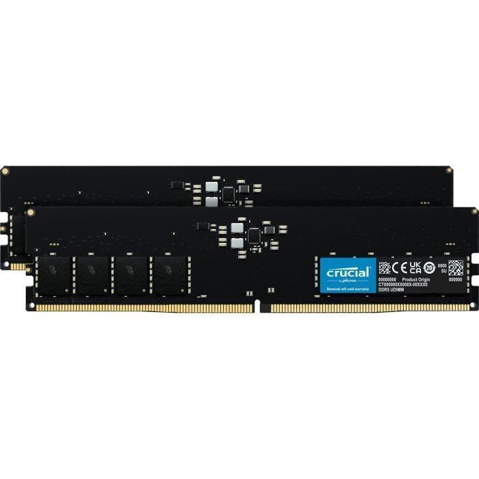 Mémoire RAM - CRUCIAL - Kit DDR5 - 4800 UDIMM - 64 Go : 2x32 Go (CT2K32G48C40U5) - Paloma Tech