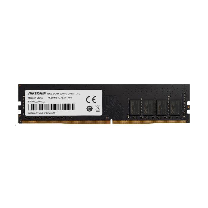 Mémoire RAM - HIKVISION - DDR4 16Go 3200MHz UDIMM, 288Pin, 1.35V, CL16/18 (HKED4161CAB2F1ZB1/16G) - Paloma Tech