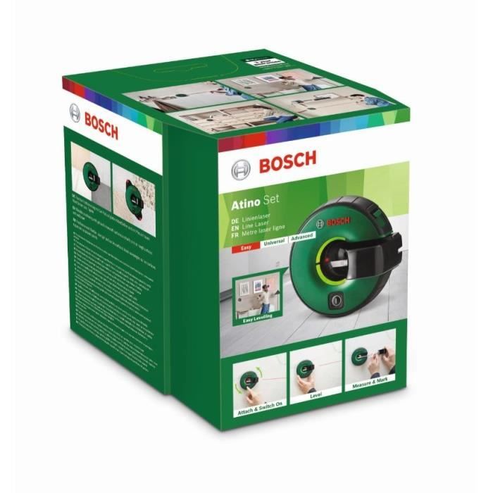 Metre laser lignes Bosch - Atino Set (metre ruban de 1,5 m 6 gel pads 1 pile 1,5 V LR6 (AA))