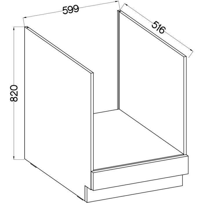 Meuble bas pour four encastrable avec plan de travail - Décor chene sonoma - L 60 x P 51,6 x H 85 cm - LASSEN