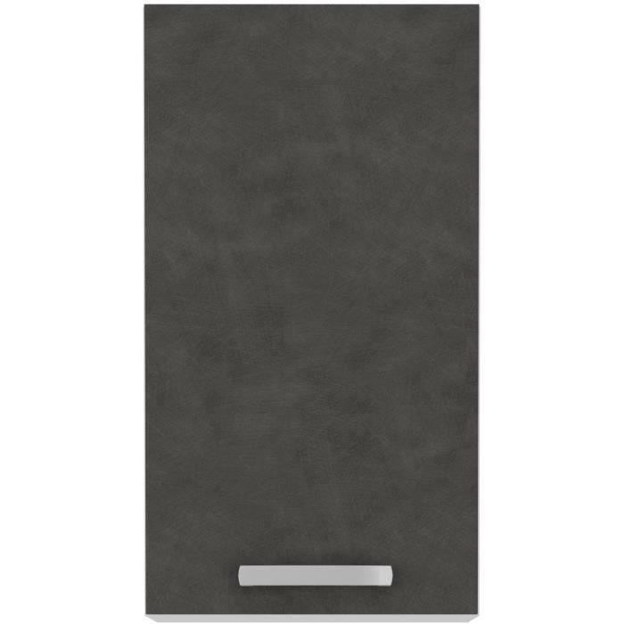 Meuble haut 1 porte battante - Gris mat - L 40 x P 31,6 x 72 cm - LASSEN