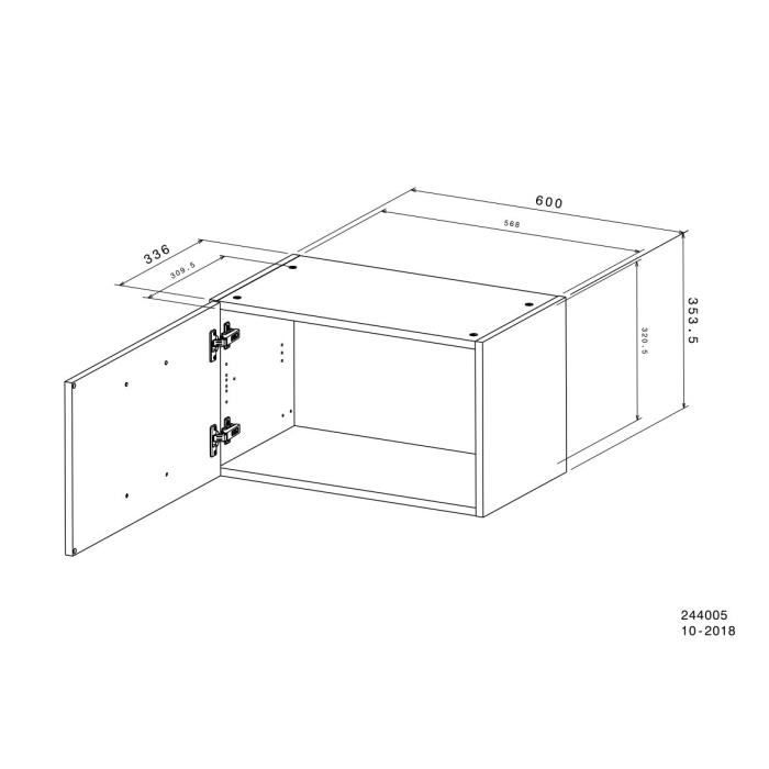 Meuble haut court 1 porte - OSLO - Blanc - L 60 x P 36 x H 35 cm - Cuisine - Contemporain - Mat