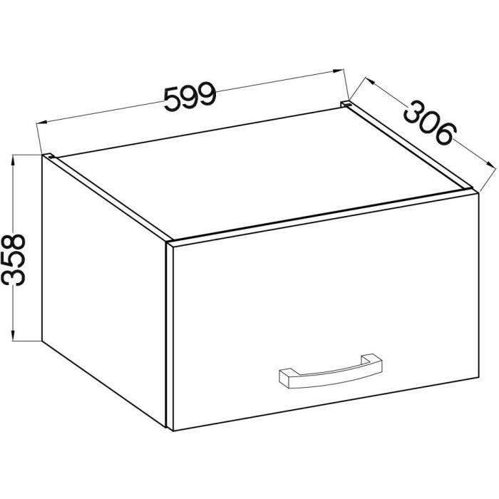 Meuble hotte porte basculante - Décor chene sonoma - L 60 x 31,6 x H 36 cm - LASSEN