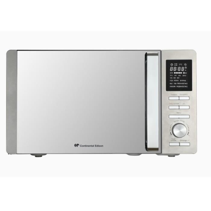 Micro-ondes combiné - CONTINENTAL EDISON - CEMO25SG13S3 - Silver - 25 L - Porte Miroir - 1400 W - Grill 1200 W - Convection 1200 W CONTINENTAL EDISON