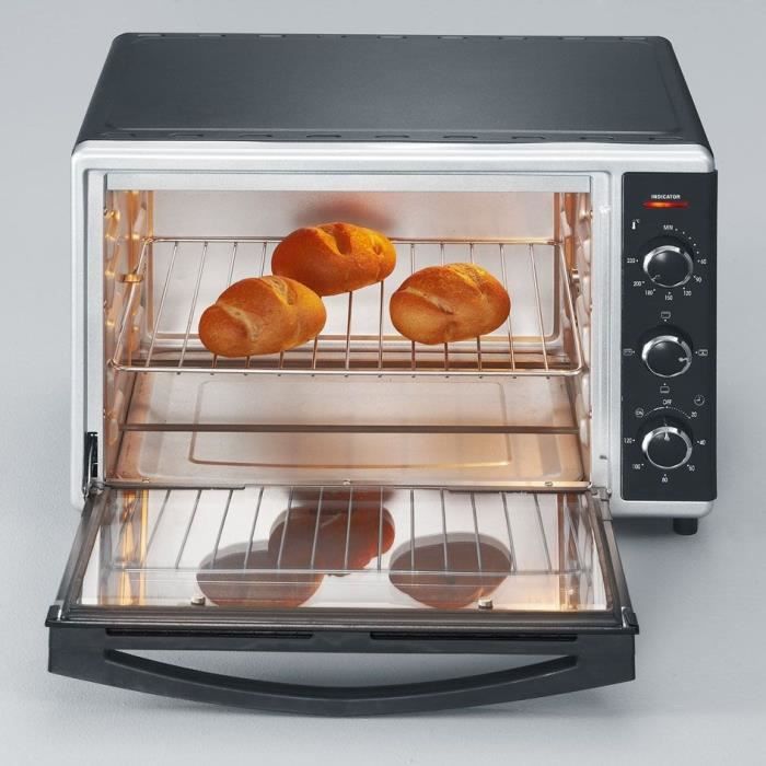 Mini Four chaleur SEVERIN TO2058 tournante 42 L pierre a pizza et tournebroche Four posable 1 800 W Minuteur 120 min