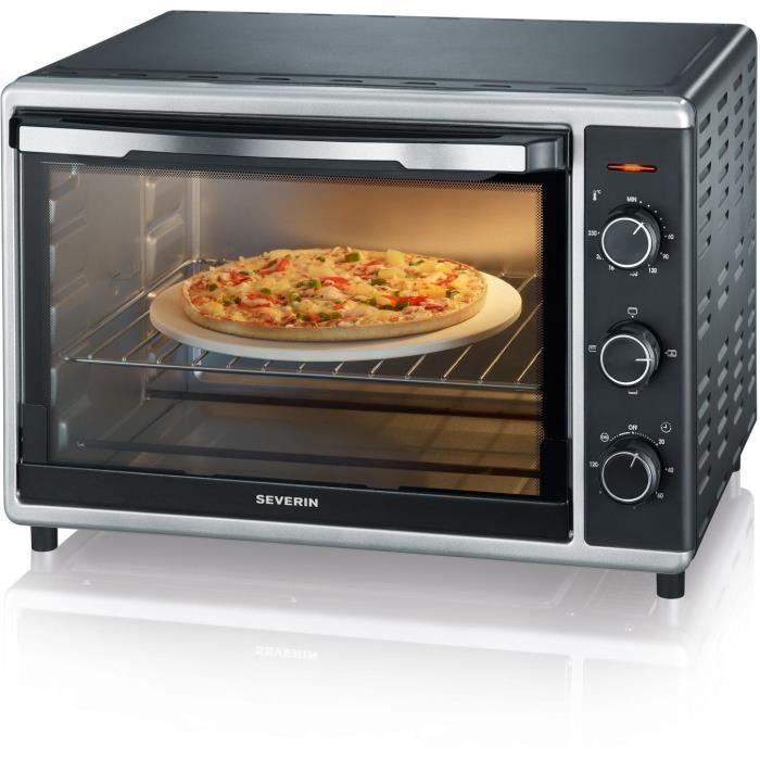 Mini Four chaleur SEVERIN TO2058 tournante 42 L pierre a pizza et tournebroche Four posable 1 800 W Minuteur 120 min