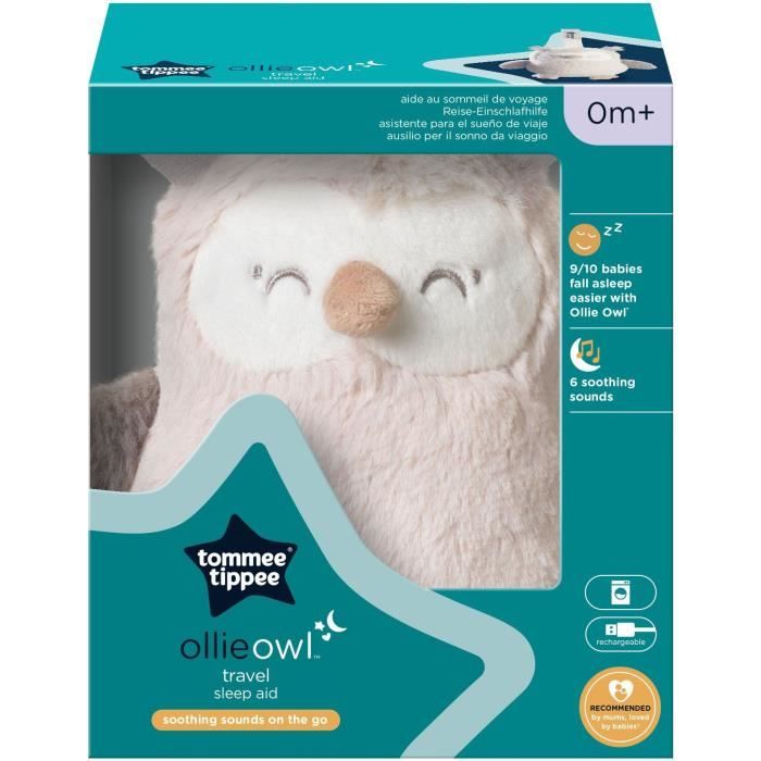 Mini Peluche - TOMMEE TIPPEE - Ollie La Chouette - Aide au sommeil nomade - 6 sons - Rechargeable par USB - Lavable