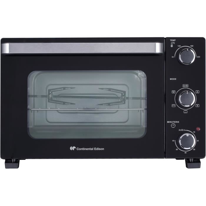 Minifour électrique CONTINENTAL EDISON CEMF28B2 - 28L noir - 1500W - Rotissoire Convection naturelle