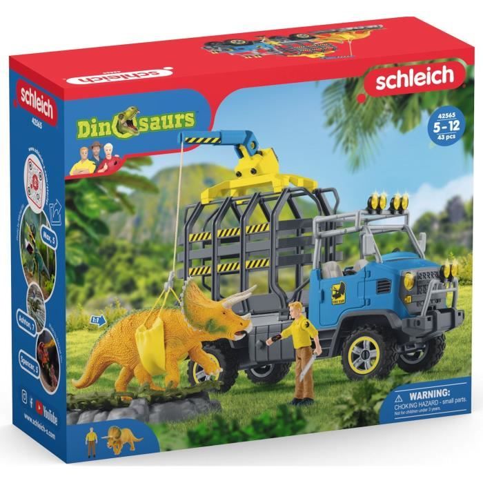 Mission de transport Dino coffret de 43 pieces avec figurine tricératops et camion de transport jouets dinosaures