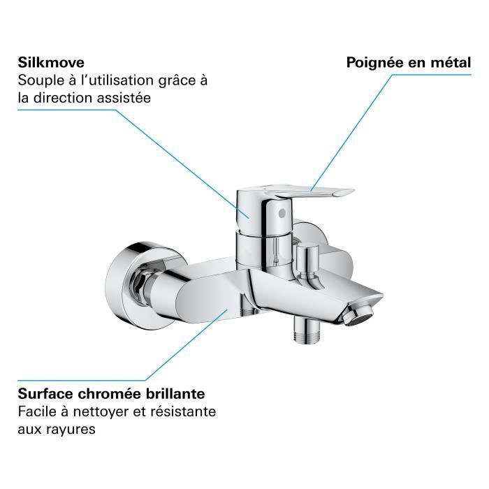 Mitigeur Bain/Douche GROHE Start - Chromé - Inverseur automatique - Economie d’eau - 23206002