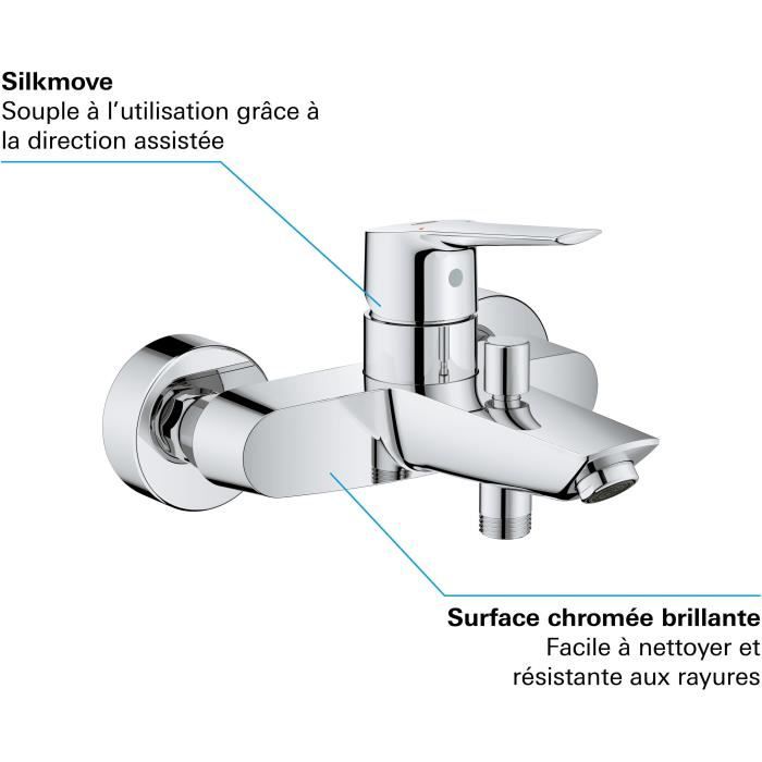 Mitigeur Bain / Douche Start - GROHE - 24206002 - Inverseur automatique - Mousseur économique - Chromé