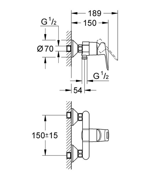 Mitigeur de douche monocommande BAULOOP avec cartouche céramique - GROHE - 23340-000