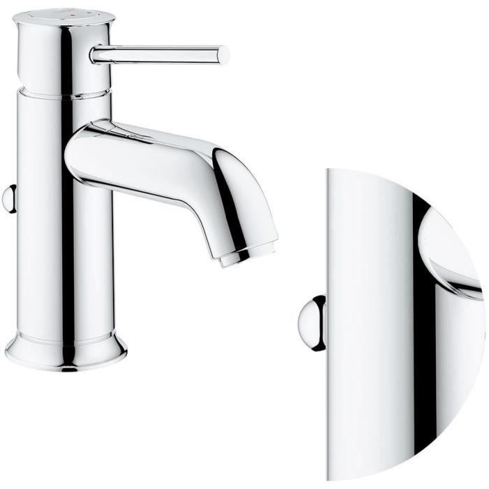 Mitigeur lavabo GROHE Start Classic, robinet moderne à corps cylindrique et bec courbé