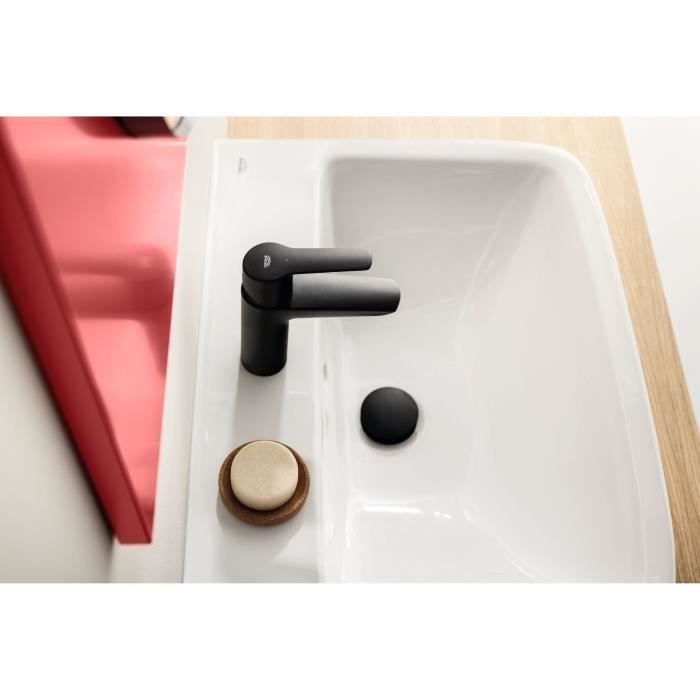 Mitigeur lavabo monocommande GROHE Start - Noir mat - Taille M - Bec moyen - Economie d’eau