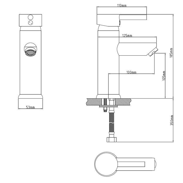 Mitigeur lavabo ROUSSEAU Dover - cartouche céramique Ø 40 mm - économie d’eau - garantie 5 ans