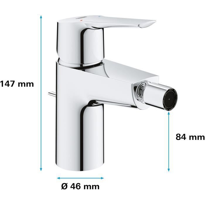 Mitigeur monocommande Bidet - GROHE - Taille S - Métal - Droit - Gris