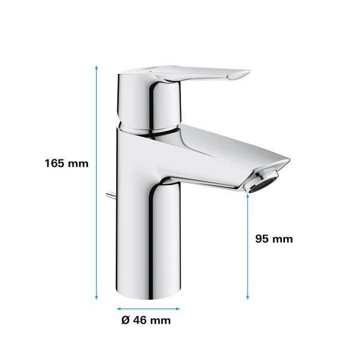 Mitigeur monocommande Lavabo GROHE QUICKFIX Start - Chromé - Economie d’eau - Installation facile