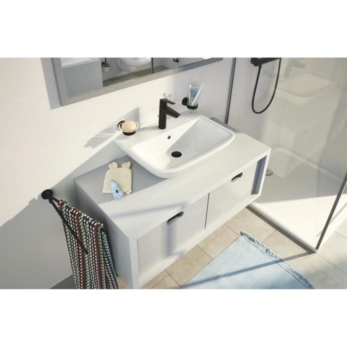 Mitigeur monocommande lavabo - GROHE Start - 234552432 - Noir mat - Taille M - Bec moyen - Economie d’eau - Tirette