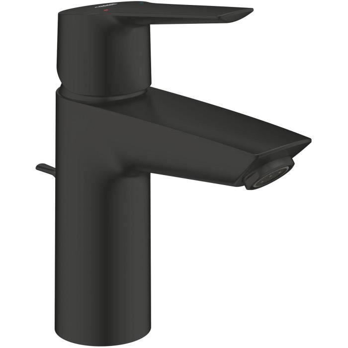 Mitigeur monocommande lavabo - GROHE Start - 242092432 - Noir mat - Taille S - Economie d’eau - Tirette et vidage