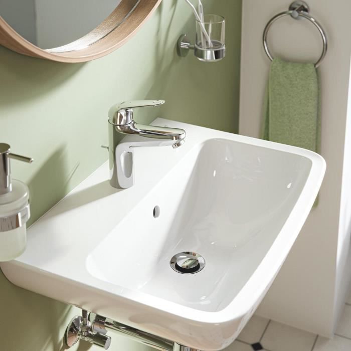 Mitigeur monocommande lavabo - GROHE Swift - 24328001 - Chromé - Taille M - Ouverture Eau Froide - Economie d’eau