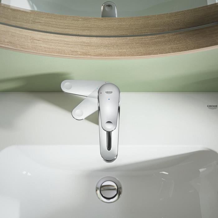 Mitigeur monocommande lavabo - GROHE Swift - 24329001 - Chromé - Taille M - Ouverture Eau Froide - Economie d’eau