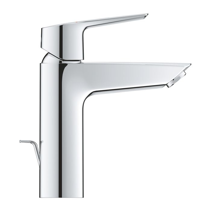 Mitigeur monocommande lavabo GROHE en chrome avec design angulaire moderne et économie d’eau