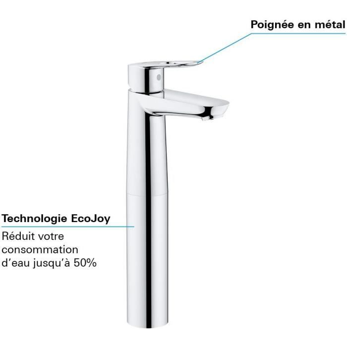 Mitigeur monocommande vasque a poser - GROHE - Taille XL - Chromé - Hauteur sous bec 250mm