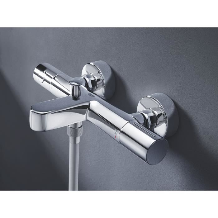 Mitigeur thermostatique bain douche GROHE Precision Get - Montage mural - Chromé