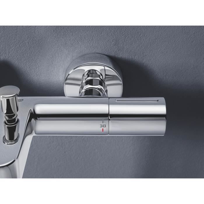 Mitigeur thermostatique bain douche GROHE Precision Get - Montage mural - Chromé