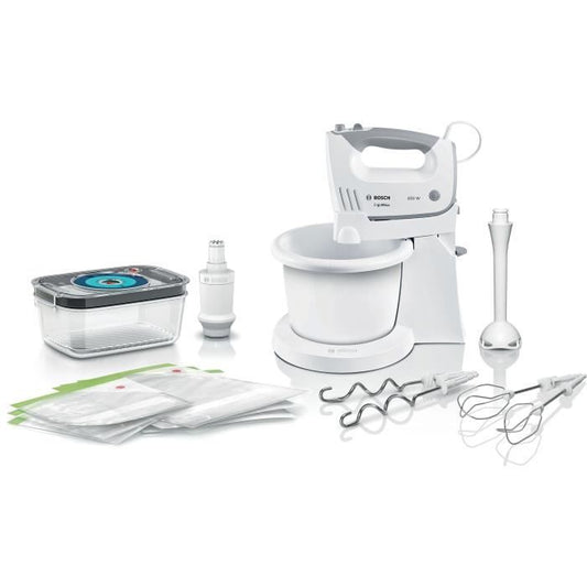 Mixeur BOSCH ErgoMixx - Batteur + Mixeur + Appareil Mise sous vide - 450 W - 5 vitesses - 2 fouets inox - MFQ364V6